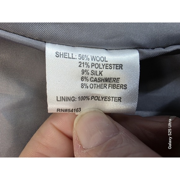 Calvin Klein Womens‎ 10 Luxury Wool Cashmere Silk Blend Pea Coat Black - Picture 6 of 7